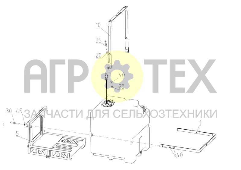 Чертеж Установка бака жидкости выхлопной системы (161.05.57.750)